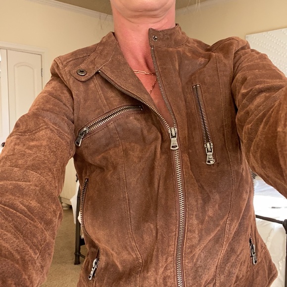 Anthropologie Levi’s leather brown Moto jacket Xs NWOT - Picture 4 of 6